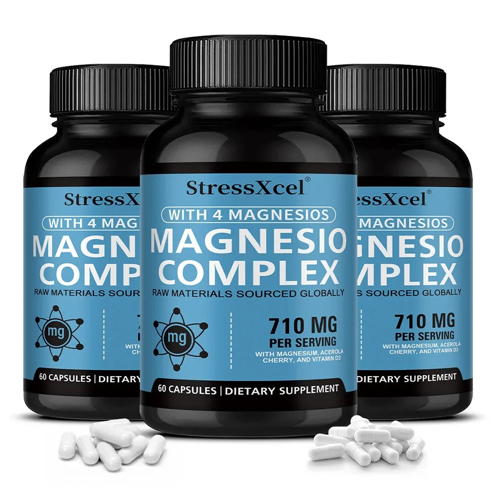 Magnesium Complex 4-In-1 – Magnesium Glycinate, Citrate, Oxide & Gluconate for Nerves, Muscles, Bones & Immune Support