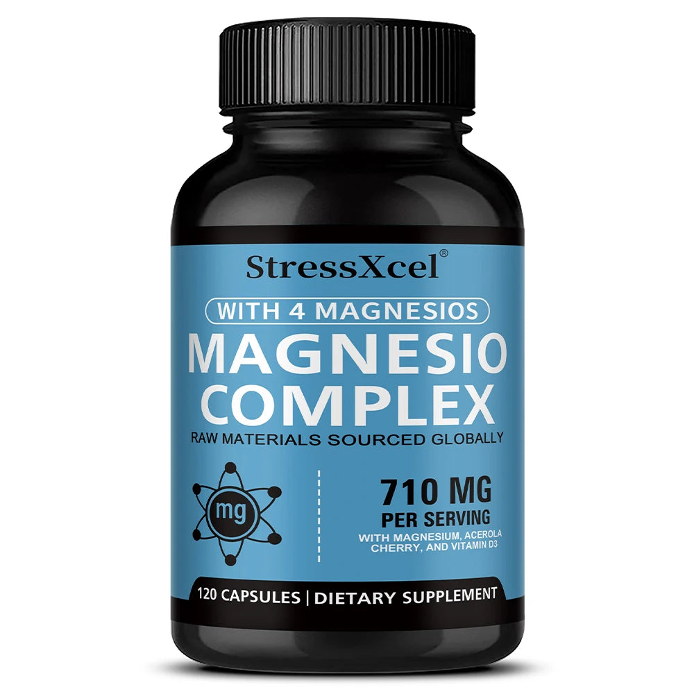 Magnesium Complex 4-In-1 – Magnesium Glycinate, Citrate, Oxide & Gluconate for Nerves, Muscles, Bones & Immune Support