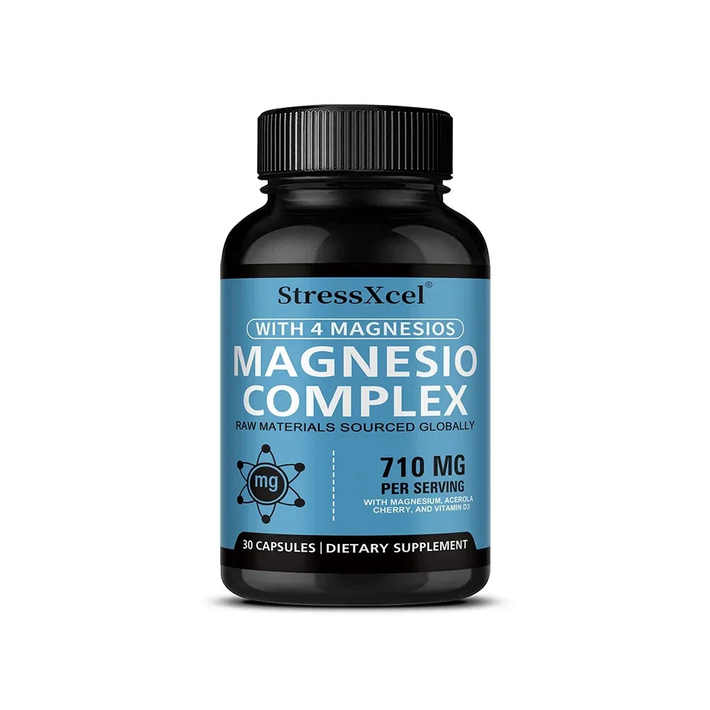 Magnesium Complex 4-In-1 – Magnesium Glycinate, Citrate, Oxide & Gluconate for Nerves, Muscles, Bones & Immune Support