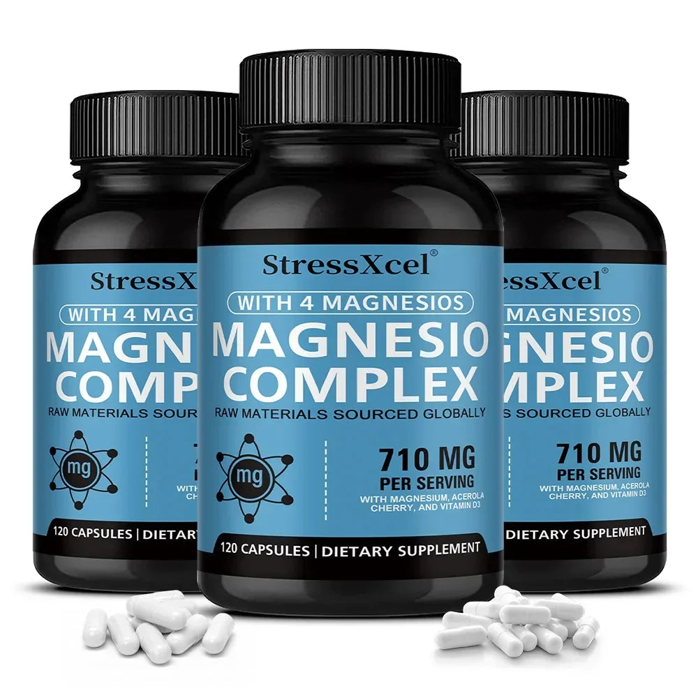 Magnesium Complex 4-In-1 – Magnesium Glycinate, Citrate, Oxide & Gluconate for Nerves, Muscles, Bones & Immune Support